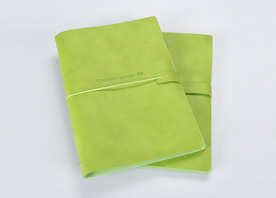 Ελαστικό μικρό πολυ υπαγόμενο σημειωματάριο λουριών, πράσινο σημειωματάριο κάλυψης χαρτονιού χλόης