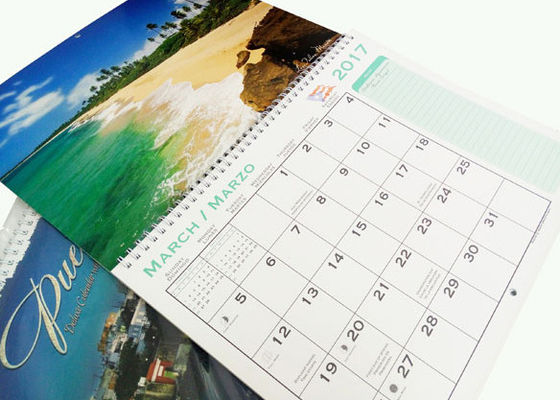 Σπειροειδής δεσμευτική εκτύπωση ημερολογιακού πλήρης χρώματος τοίχων εγγράφου τέχνης ένωσης για την επιχείρηση