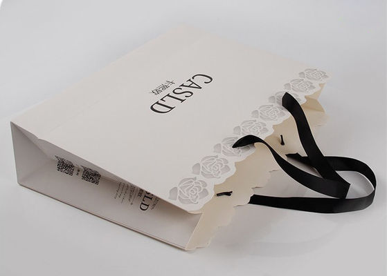 Εξατομικευμένες τσάντες εγγράφου περικοπών λέιζερ εκτύπωση, σαφείς τσάντες δώρων κορδελλών Grosgrain