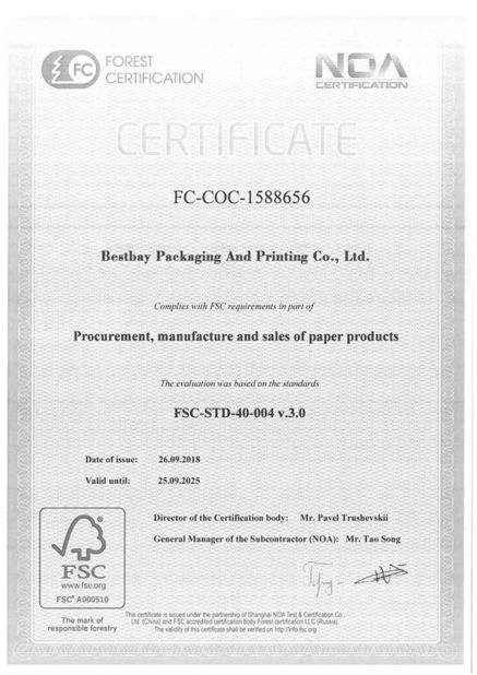 Κίνα Bestbay Packaging And Printing Co., Ltd Πιστοποιήσεις
